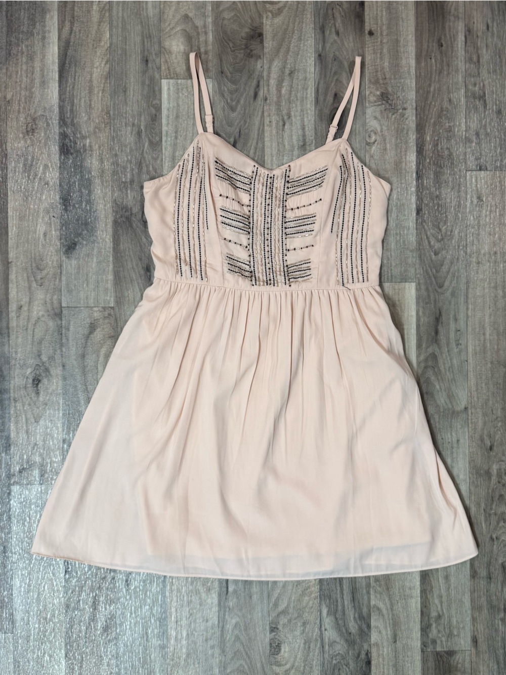 American Eagle Pink Beaded Mini Dress Adjustable Straps Boho Y2K Coquette Size 2